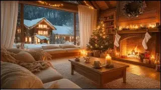 Relaxing Christmas Music Fireplace 🔥Warm Fireplace & Soft Snow🎄Peaceful Christmas Ambience for Sleep