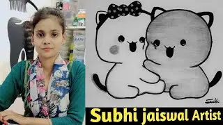 Cute Animal Two couples, Drawing in Winter Season | pencil sketch for beginner 👍😊 by Subhi jaiswal
