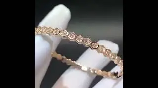 Chaumet 18K Rose Gold Bee My Love Pave Diamond Bangle Bracelet