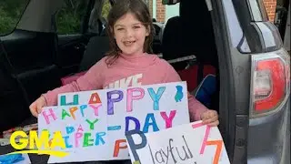 This community threw a 7-year-old girl a birthday party from their vehicles | GMA Digital