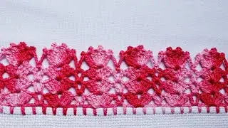 Barrado/bico para pano de prato #croche #crochet #barradinhodecroche 🌸 #635