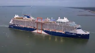 Celebrity Apex cruise ship Southampton UK 4K drone aerial footage 04/05/2023