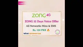 Zong Voice Bundle For 15 Day Rs. 120 PKR | Zong All Network Minutes for 15 Day | What Information