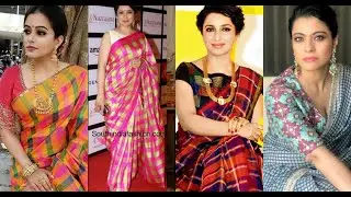 LATEST CHECKED SAREES AND BLOUSE DESIGNS/ IDEAS