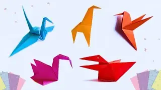 HOW TO MAKE  5 TOP ORIGAMI ANIMALS: DUCK, CRANE, GIRAFFE, TALKING BIRD & HUMMINGBIRD ORIGAMI 🦆🦒🕊️