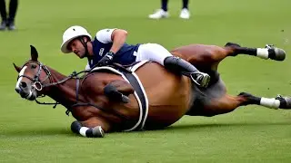 A scene of falling off the horse while playing polo.
