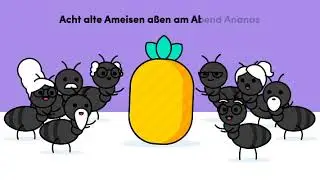Acht alte Ameisen a&szlig;en am Abend Ananas