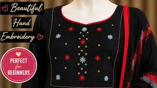 Beautiful bead embroidery flower design for churidar/kurti/frock/sleeves/saree | All over beads work