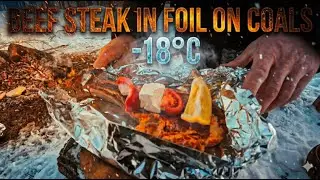 Primitive Cooking | Beef Steak on Coals | No Music ASMR