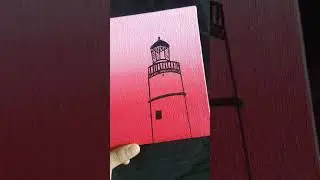 Pretty red/pink sky💗   #sky #painting #lighthouse #artist #art #love #red #pink #hue #canvaspainting