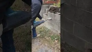 Breaking block wall with chisel 👍 #construction #demolition #tip