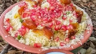 #Couscous with pomegranate and dates along with oak fruits
