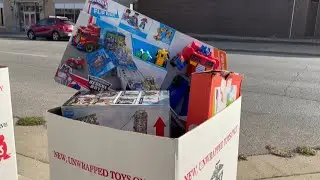 Farmers Market in Terre Haute offering pumpkins for Toys for Tots donations