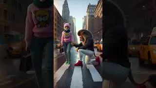 Anthropomorphic city and lioness #shorts #ai #animals #cute #love #cat