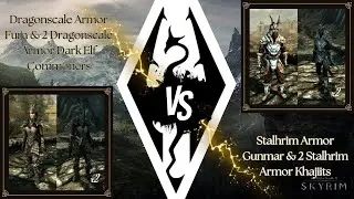 Skyrim SE Battles - Dragonscale Armor Warriors vs Stalhrim Armor Warriors