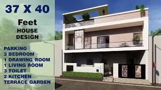 37X40 Feet, 165 Gaj. | Modern 3BHK House Design | 37X40 House Plan || DV Studio