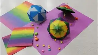 Making beach umbrellas with colored papers