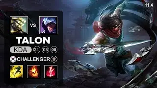 Talon Mid vs Master Yi - KR Challenger Patch 11.4