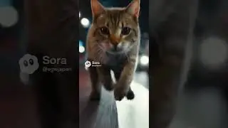 Momonga Runs Beside the Cat