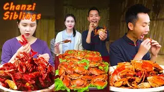 Village Food Outdoor Cooking | Seafood Mukbang Eating Challenge | Catching Crab Lobster in River