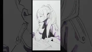 Drawing Frieren and coffee with Copic multiliner and Ohuhu markers #art #anime
