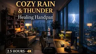 Уютный дождь, гром и исцеляющая музыка ханга 🌧️ | Облегчение тревоги, стресса и депрессии ⚡️