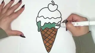 Color With Me | Ice Cream Cone Coloring Page 🍦 | Calm Coloring Video for Kids