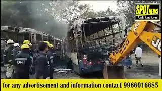 Two TSRTC buses were damaged in fire accident in Dilshuknagar bus depot in Hyderabad