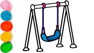 Swing Cradle Drawing Easy | Playground Swing Cradle Drawing for Kids | Beautiful Swing Playground