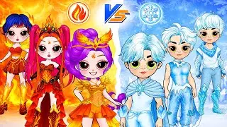 KPop Demon Hunters Fire Girl vs Ice Boy! HUNTRIX & SAJA BOYS Glow Up Fashion|DIY Fashion Paper Dolls