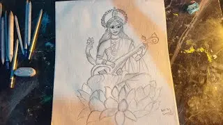 MAA SARASWATI DRAWING || HOW TO DRAW SARASWATI MATA || BASANT PANCHAMI DRAWING 