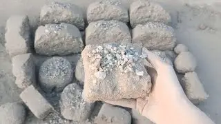 Asmr sand cement with white concrete dry on floor crumbling short video 