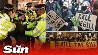 Police clash with hundreds protesting policing bill in London as second reading passes