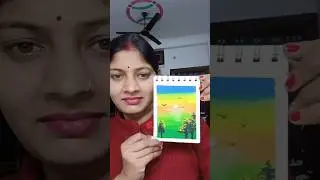 my first watercolor landscape art ideas for kids #shorts #trending #panting #viralshort #landscape