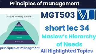 MGT503 Short Lecture 34 | Maslow’s Hierarchy of Needs Explained | Motivation Theories | Final term