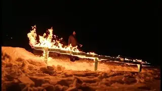 Snowboarding a FIRE RAIL