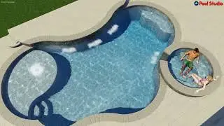 Freeform Pool With Round Elevated Spa and Raised Water Feature Wall