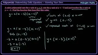 Find Cubic Equation from Axis Intercepts | VCE Maths Methods Worked Example