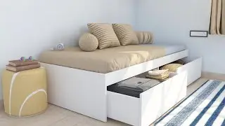 Engineered Wood Single Bed with Drawers (Finish Color - Moonshine White, Matte Finish)