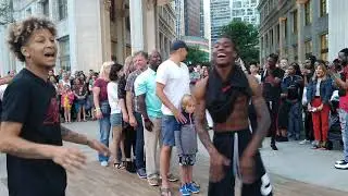Style Proz Crew in Chicago Street Performance by Wrigley Bldg on Michigan Avenue