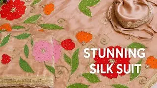 Golden Dupatta Hand Painting ✨ | Festive Floral Fabric Art | DIY Elegant Look 2024