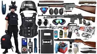 Special Forces military toy gun set unboxing, Sniper rifle, tactical helmet,UZI submachine gun, bomb