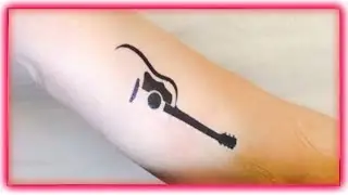 Easy Simple Guitar Tattoo Designs On Hand 💚🧡❤️