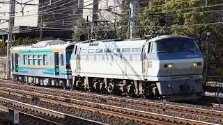 【サメに牽引される天浜線の新型車両】EF66-129+天竜浜名湖鉄道THG100形THG101号車 甲種輸送 島本〜山崎(西谷踏切)通過