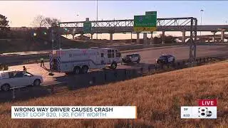 Wrong-way crash kills 1 in Fort Worth