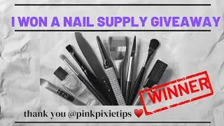 I WON the lovely nail giveaway from @Pink_pixie_tips 🥰 ft my own special little guest 🥹 #fyp #nails
