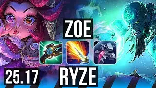 ZOE vs RYZE (MID) | 10/1/20, 600+ games, Dominating | KR Master | 25.17