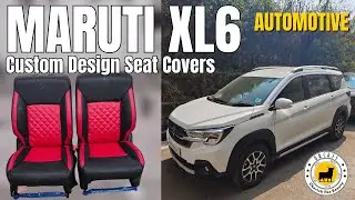 Премиальные кожаные чехлы на сиденья Maruti XL6 красного и чёрного цвета | Роскошный салон Orchis
