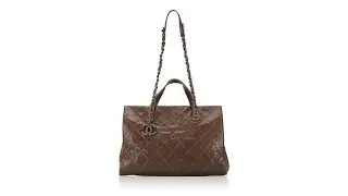 Chanel Grained Calfskin Crumpled CC Crave Tote Brown