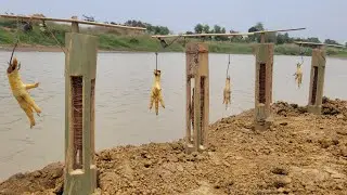 Fishing video Best hook fish trapping system boy catching fish with chicken leg. #fishing
